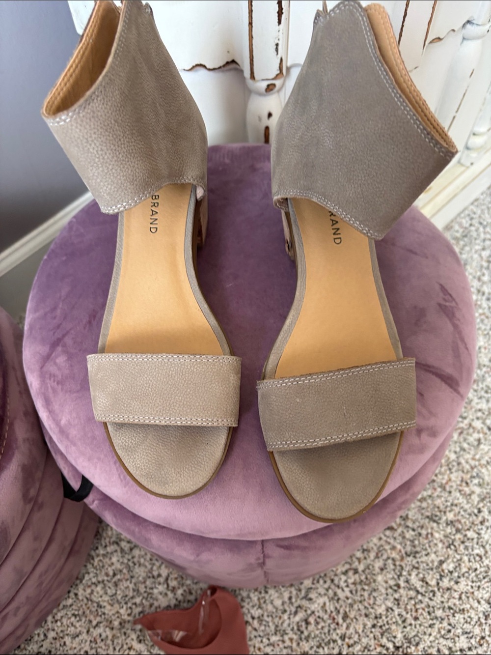 Lucky Brand Taupe Open-Toe Ankle Strap Sandals